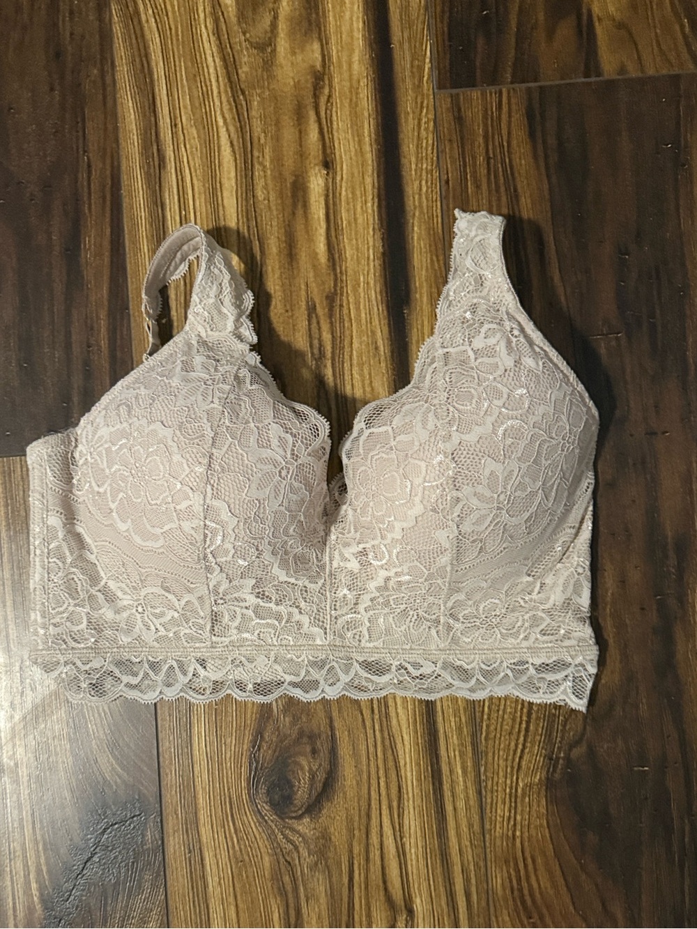 NEW NUDE BRALETTE LEONISA LUXE LACE UNDERWIRE SMOOTHING BUSTIER